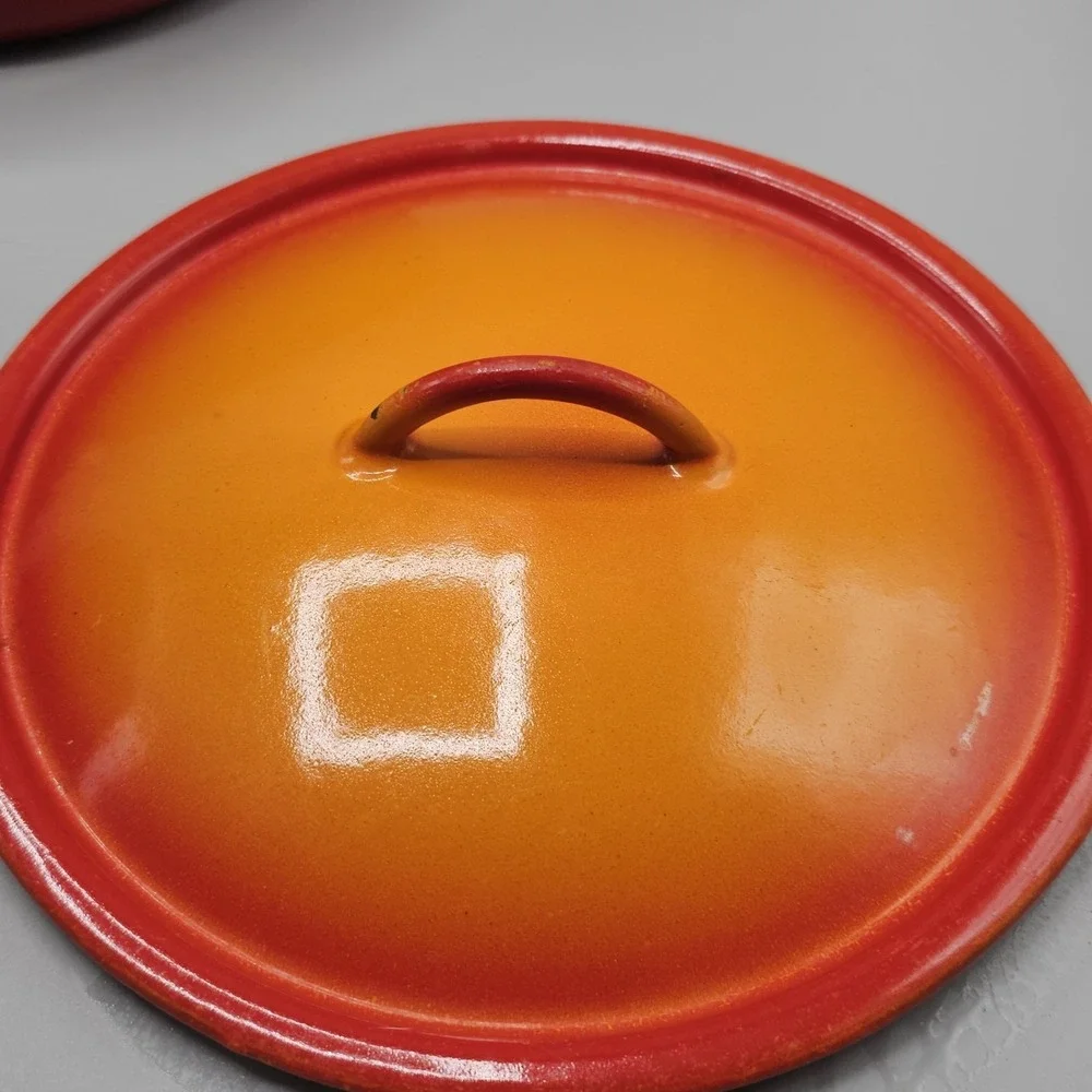 Vintage Orange Flame Descoware FE-18‎ Sauce Pan 3 QT With Lid Belgium